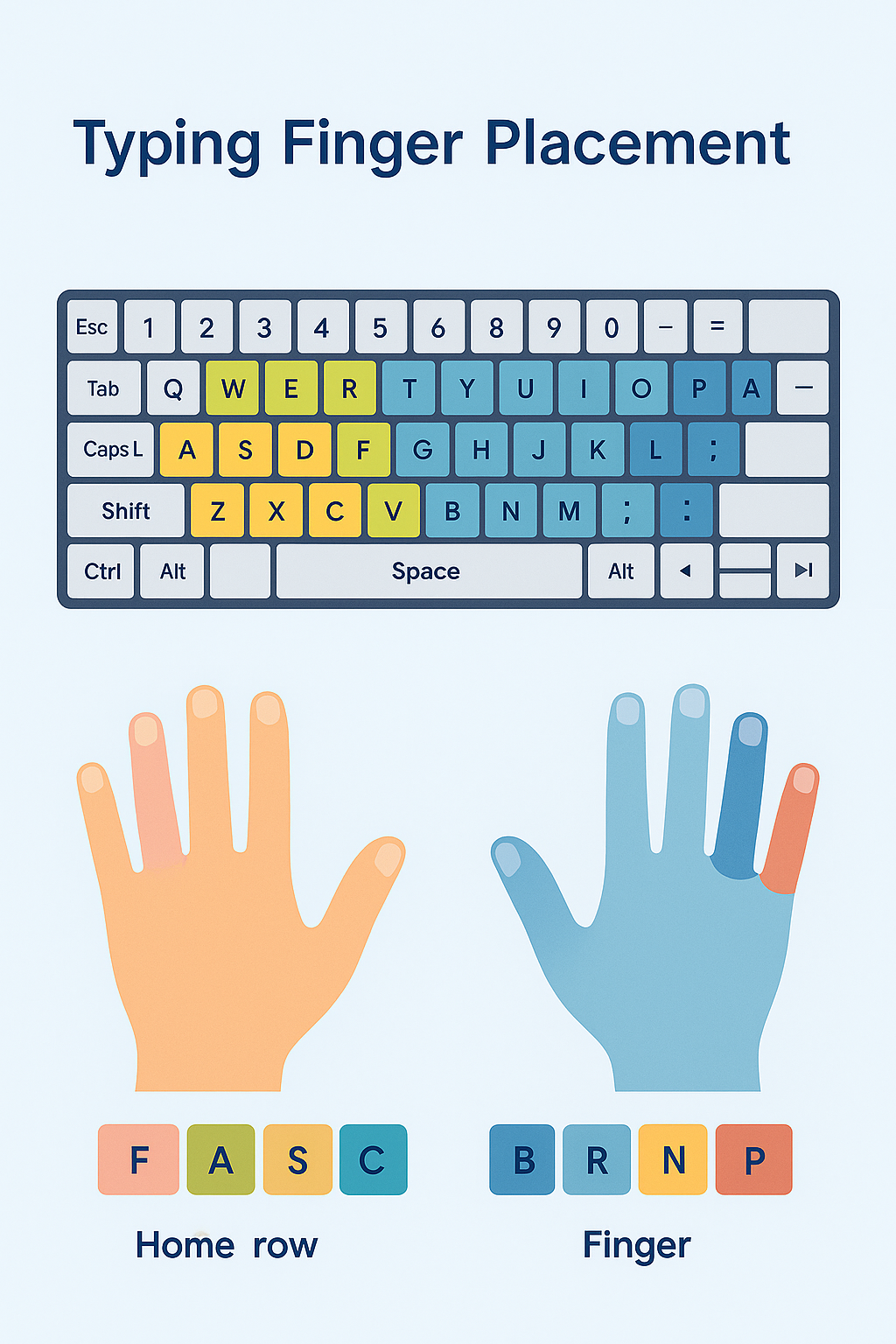 Typing finger placement